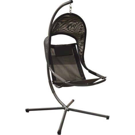 PROLOISIRS Fauteuil suspendu Enya en Acier avec assise en TPEP - grey/noir