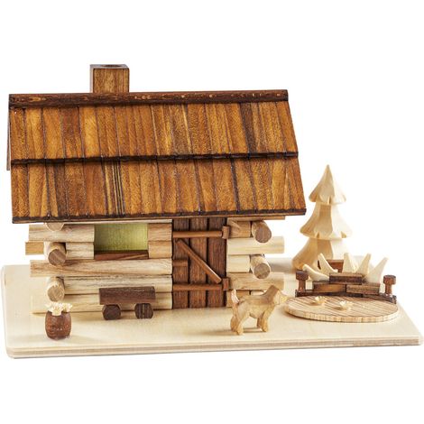 Saico Räucherfigur Garten-Blockhaus Holz 18 cm natur/braun Räucherkerzen/-kegel