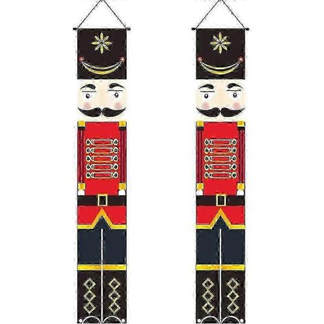 Rote Weihnachts-Nussknacker-Paargirlanden - Außenbanner-Dekorationen für Haustür und Veranda (1 Paar) (1/5)