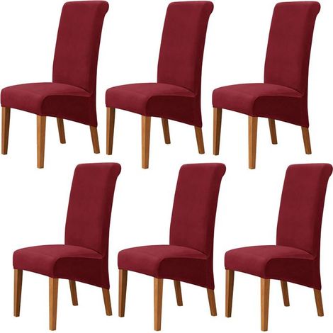 Housse de Chaise XL Salle à Manger 6 pieces Extensible Couverture de Chaises Dossier Haut Amovible et Lavable Housses de Chaises,N (1/5)