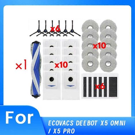 33-teiliges Zubehör für Ecovacs Deeboot X5 Omni / X5 Pro Omni Staubsauger: Zubehör, Seitenbürste, Filter, Tuch, Staubbeutel. (1/5)