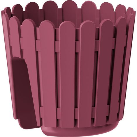 Poétic – Pot pour rambarde LANDHAUS – Rouge violacé, Ø 29,5 cm, H 26,5 cm, plastique