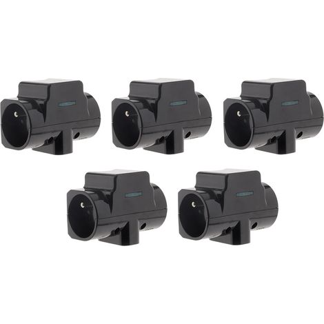 Lot de 5 triplites parafoudre 2x 16A 2P+T + 1x6A 2P - Noir - Zenitech