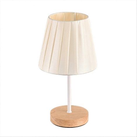 Lampe de bureau LED 3W, lampe de table en bois alimentée par USB - Lampe de chevet LED portable avec abat-jour plissé et capteur tactile 3 couleurs (1/5)