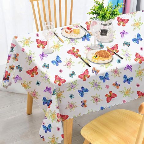 Rechteckige Tischdecke 140x180 cm mit Schmetterlingsmuster, wetterfest & abwaschbar
