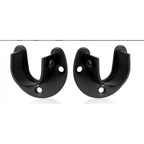 Lot de 2 supports de barre de penderie en forme de U - Support pour tringle en acier inoxydable - Noir (1/5)