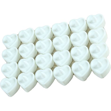 24 herzförmige LED-Teelichter, Kunststoff, flammenlos, geruchlos, mit Fernbedienung, weiß, geeignet für die Heimdekoration (1/5)