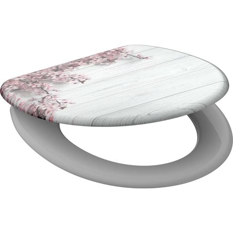 Schütte Sedile WC FLOWERS & WOOD con abbassamento automatico, coperchio WC con motivo in Duroplast (carico massimo 150 kg), bianco (1/5)