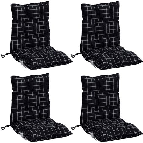 Lowback Chair Cushions 4 pcs Black Check Pattern Oxford Fabric vidaXL (1/2)