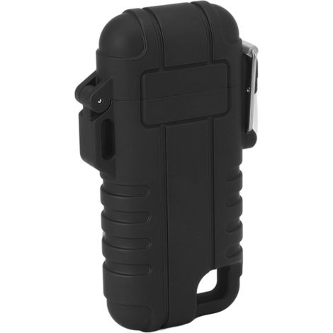 Briquet Électrique Rechargeable USB à Double Arc, Coupe-Vent et Étanche, Sans Flamme avec Trou de Suspension pour Camping, Noir (1/5)