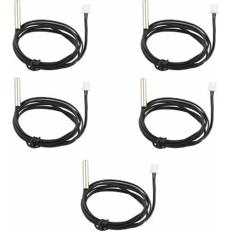 Lot de 5 sondes de capteur de température étanches NTC 10 K 1 % 3950 Thermistor, câble d'extension de 1 m, détecteur de température, jauge pour climatiseurs de voiture/réfrigérateurs-LIAIKI (1/4)
