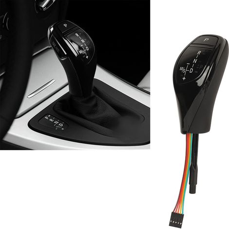 (Vidéo disponible) Modifications pour BMW E60 E46 conduite à gauche : sélecteur de vitesse électronique LED en forme de pouce, bouton de démarrage sans clé rouge, noir brillant (1/5)