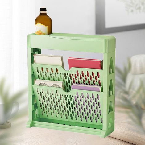Étagère à livres de rangement, petite bibliothèque, grande capacité, accès facile pour salon et chambre, simple rangée, 2 niveaux, verte (1/5)