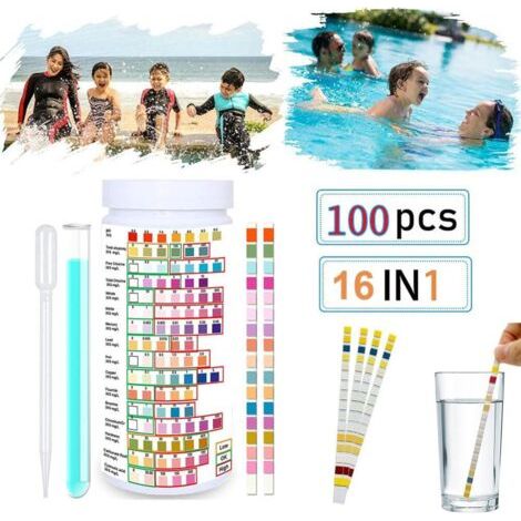 Kit de Test de Qualité de l'Eau Domestique - 100 Bandelettes pour Dureté, pH, Fluor, Plomb, Nitrates et plus (1/3)