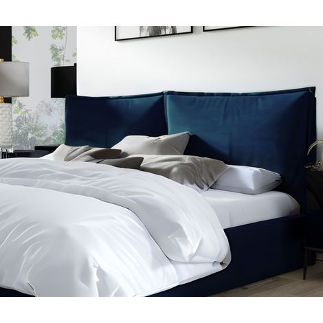 Sofello Polsterbett nach Maß GLAMMY 180x200 Metall-Lattenrost Blau Velour Samtstoff Velvett mit Bettkasten und Stauraum (1/5)