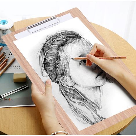 Pinceau à dessin en bois 8K, planche à croquis avec clip métallique, support d'art pour étudiant, tableau d'écriture et de dessin portable (1/5)