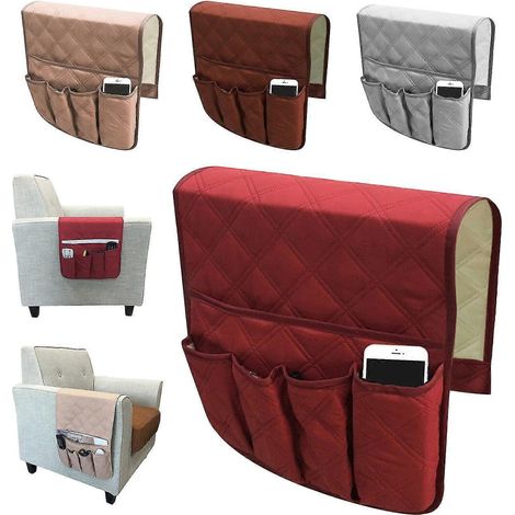 Armlehnen-Organizer mit Fernbedienungshalter und 5 Fächern für Couch, Sofa, Sessel und Liegestuhl-Beige