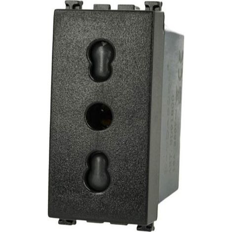 Presa Bipasso Bivalente Social 2P+T 10/16A Nero Compatibile Vimar Arke' SD91800