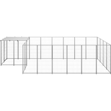 Maison Exclusive - Gabbia per Cani Argento 8,47 m² in Acciaio (1/5)