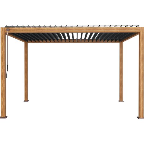 Leco Aluminium Pergola mit Lamellendach / Lamellenpergola "Deluxe", holzoptik, 4 x 3 x 2,50 m (L x B x H) (1/5)