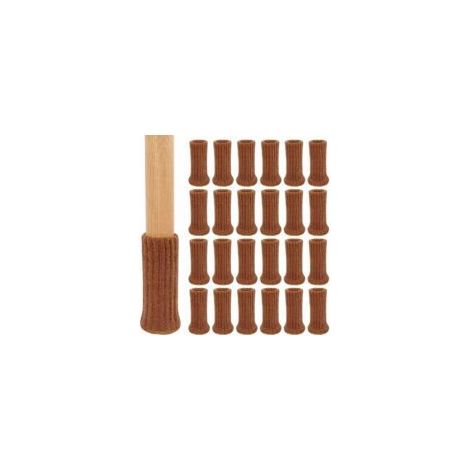Stuhlbeinschoner, 24er-Packung, gestrickte elastische Möbelsocken, Bodenschoner für Stuhlbeine, Durchmesser 2,5 bis 5 cm, braun (1/5)