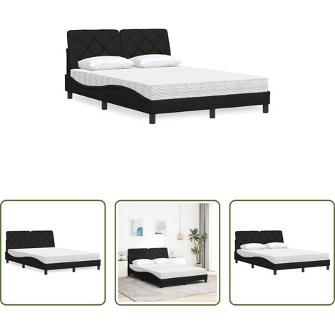 Schlafzimmerbett - Bett mit Matratze Schwarz 120x200 cm Stoff (1/5)