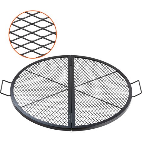 Grille de Cuisson 91 cm de Diamètre Grille de Barbecue Ronde Pliable et Portable en Acier Capacité de Charge 20 kg Matériel Ustensile pour Foyer Braséro BBQ Grillade Pique-Nique Camping Jardin (1/5)