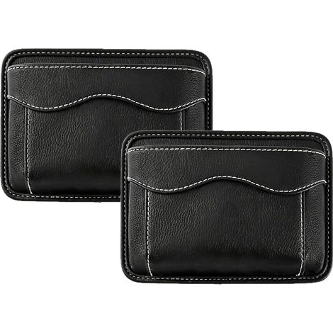 Organizer per auto 2 pezzi con tasca laterale per seggiolino auto, accessori auto, interno, adesivo, tasca laterale per cellulare, chiavi, blocco note, nero (1/5)