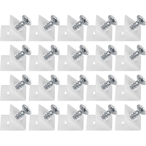 20 Pièces Cales en Plastique pour Meuble Tiroir, Équerre De Fixation, Connecteur Arrière Stabilisateurs, Fond de Tiroir Connecteur avec Vis, pour Réparer Affaissement Étagère Meuble (1/4)