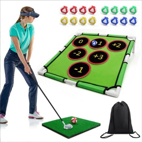 Komplettes Golfset mit Chipping-Matte, Zielnetz und Anzeigetafel für das Training drinnen und draußen (1/5)