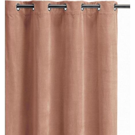 VIVARAISE - Rideau uni Vivaraise Elise en velours coton 100% - Couleur Epice - 140 x 280 cm (1/2)