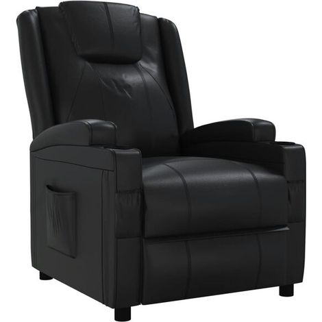 Fauteuil inclinable en similicuir noir (1/5)