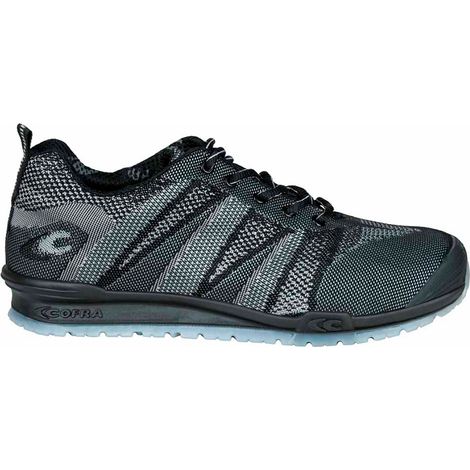 COFRA Fluent Black/Black S1PS FO SR - Talla de zapatos de nailon negro y gris / textil / negro / laminado APT - Protección contra accidentes de trabajo - Transpirables, Negro , 47 EU (1/2)