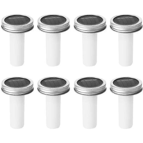 Lot de 8 lampes LED solaires à effet flamme pour bocaux, couvercles de boîtes en plâtre, décoration pour jardin, mariage, terrasse ou maison. (1/5)