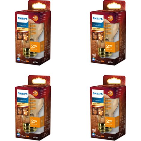 Philips Pack avantagé E27 Ampoule Standard Dépolie 50W Dimmable Lumière blanche chaude - 4 pièces (1/3)