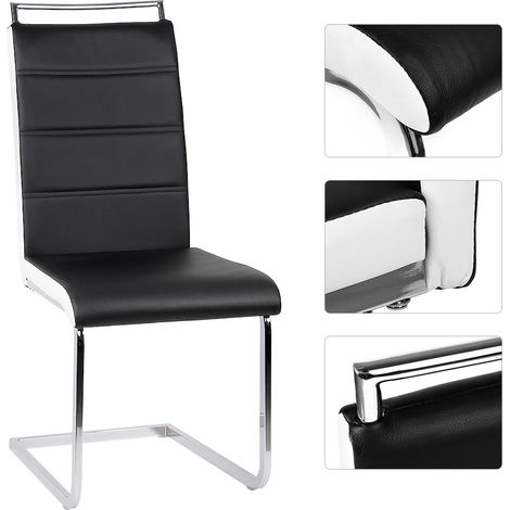 2tlg Esszimmerstuhl Set Freischwinger Stuhl Stühle Set Polsterstuhl Schwingstuhl Schwarz-weiß