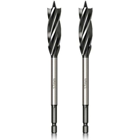 UlisemProfessionnel Foret à Bois 17mm x 165mm x 2Pcs Mèche à Tarière avce Auto-alimenté Pointe Pilote, 1/4 Pouce Tige Hexagonale Foret pour le Travail du Bois