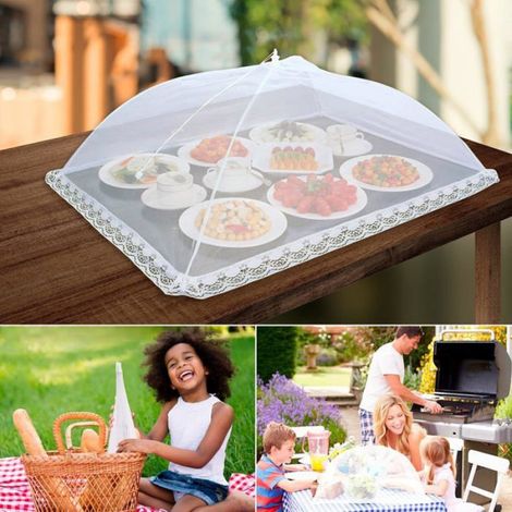 Ensemble de 6 couvercles alimentaires pliables, couvercle alimentaire en filet anti-mouches, tente parapluie anti-insectes (1/4)