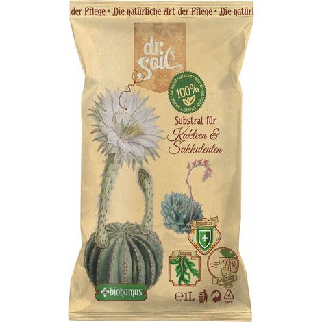 Dr.Soil natürliches Substrat für Kakteen und Sukkulenten im 1L Beutel