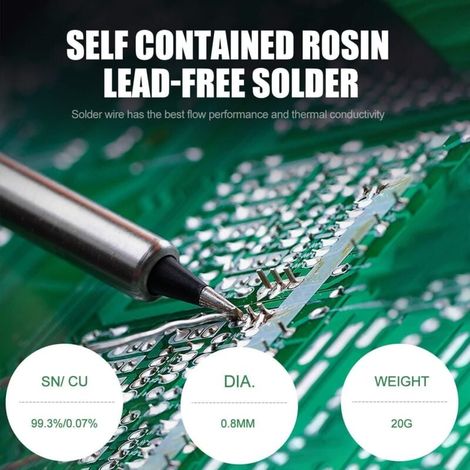 0,8 mm Lötzinn, bleifreies Lötzinn mit Kolophoniumkern, 100 g Flussmittellötzinn, Lötdraht, Lötdraht für die Reparatur und den Eigenbau von elektronischen Bauteilen (1/3)