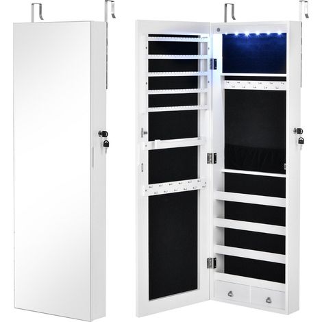 Verspiegelter schmuckschrank abschliebar wand - turmontage 36 x 10 x 108 cm wei 883
