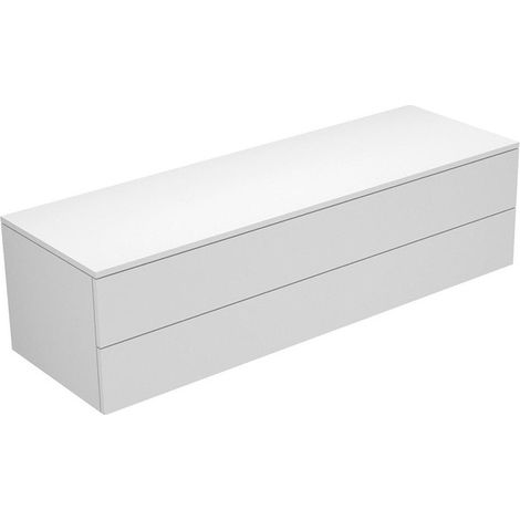 Buffet EDITION 400 2 façades coulissantes 1400 x 382 x 450 mm blanc brillant, verre anthracite clair KEUCO