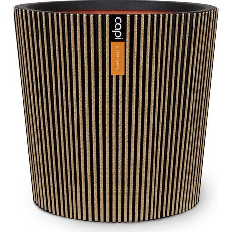 Jarrón cónico - CAPI EUROPE - Groove NL - 36 x 34 cm - Negro/oro