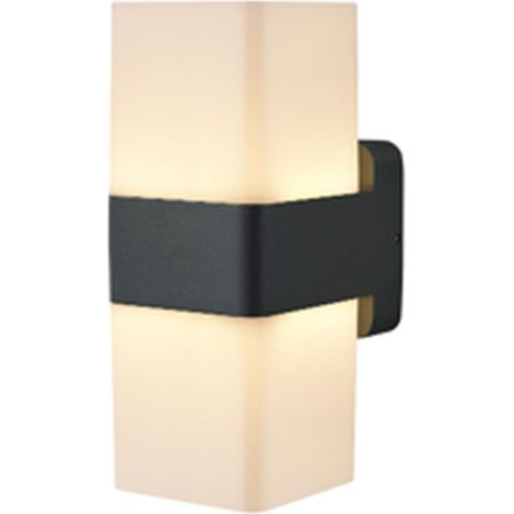 LED Wandleuchte außen Aluminium IP44 20,5 cm hoch Schwarz Weiß eckig 3000 K warmweißes Licht 900 lm