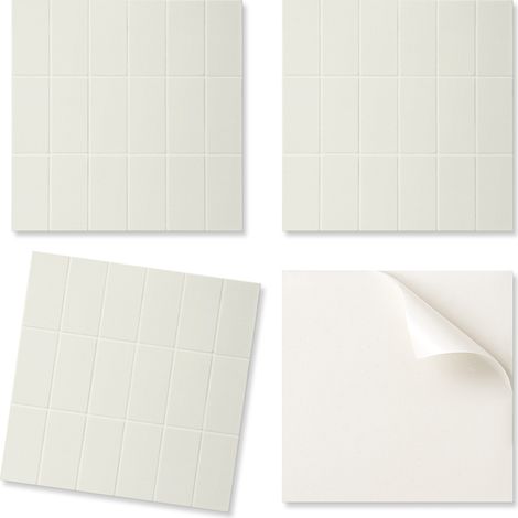 Baldosas de PVC con motivo decorativo, f谩ciles de colocar en el comedor. Baldosas rectangulares en cuadr铆cula de 20x20x20 cm.