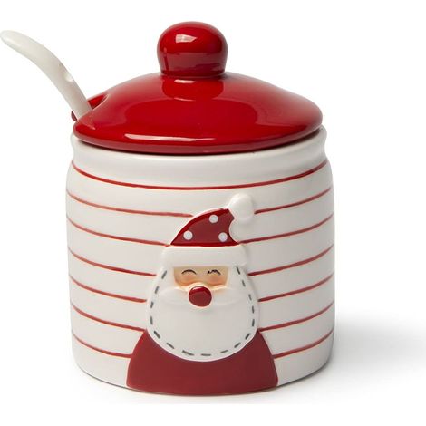 Excelsa Snowman Zuccheriera con Cucchiaino, 250 milliliters, Ceramica, Bianco (1/2)