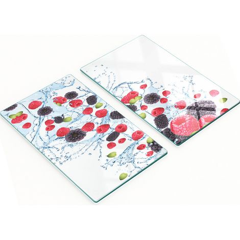 Tablas de vidrio decorativas multifuncionales para cocina, color frambuesa, 2x30x52 cm.