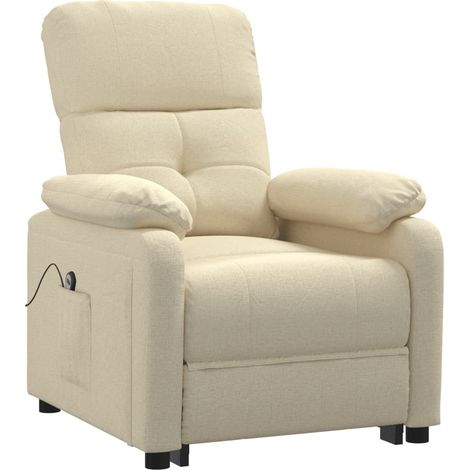 Fauteuil inclinable électrique Crème Tissu vidaXL