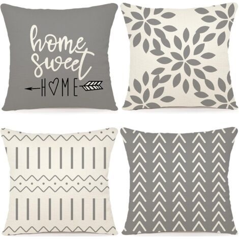 Lot de 4 Housse de Coussin Décoratif 45x45CM Canapé Taie d'oreiller Decoration Canapé Housses de Coussin en Lin d'extérieur Housse de Coussin Décoration pour Chambre, canapé, Chaise, Lit,45x45CM (1/5)