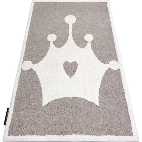 Moderner Kinderteppich JOY Crown, Krone für Kinder - strukturelle, zwei Ebenen aus Vlies beige / creme beige 120x170 cm